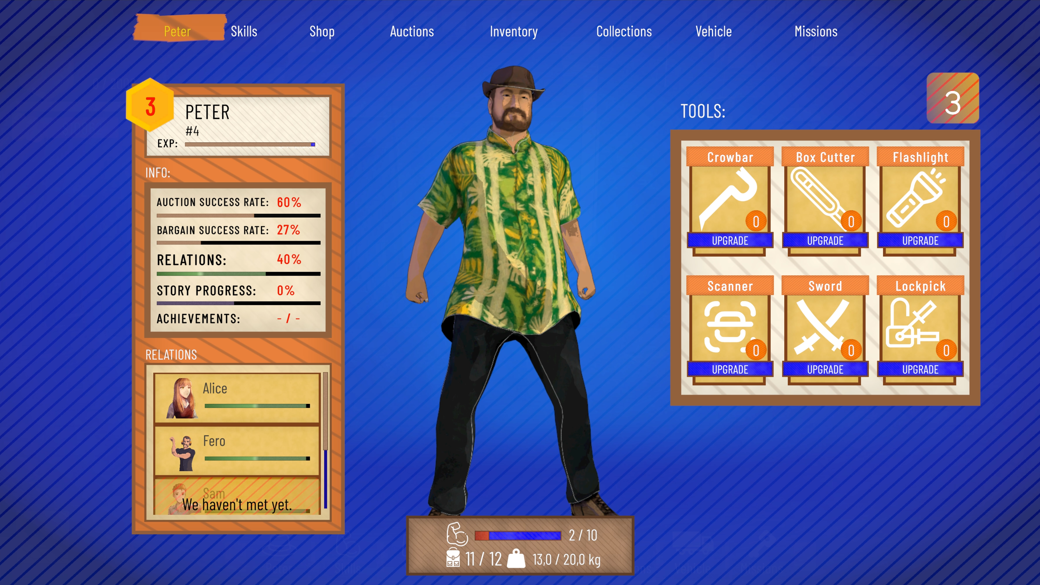 Peter the Stash Hunter: Character Progression